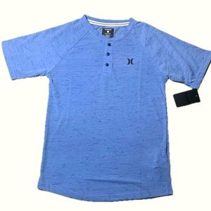 NWT Hurley Kid Boys Crew Neck Short Sleeve Heather Top, Light Blue